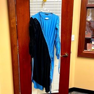 Elegant Blue and Black Women's Dress